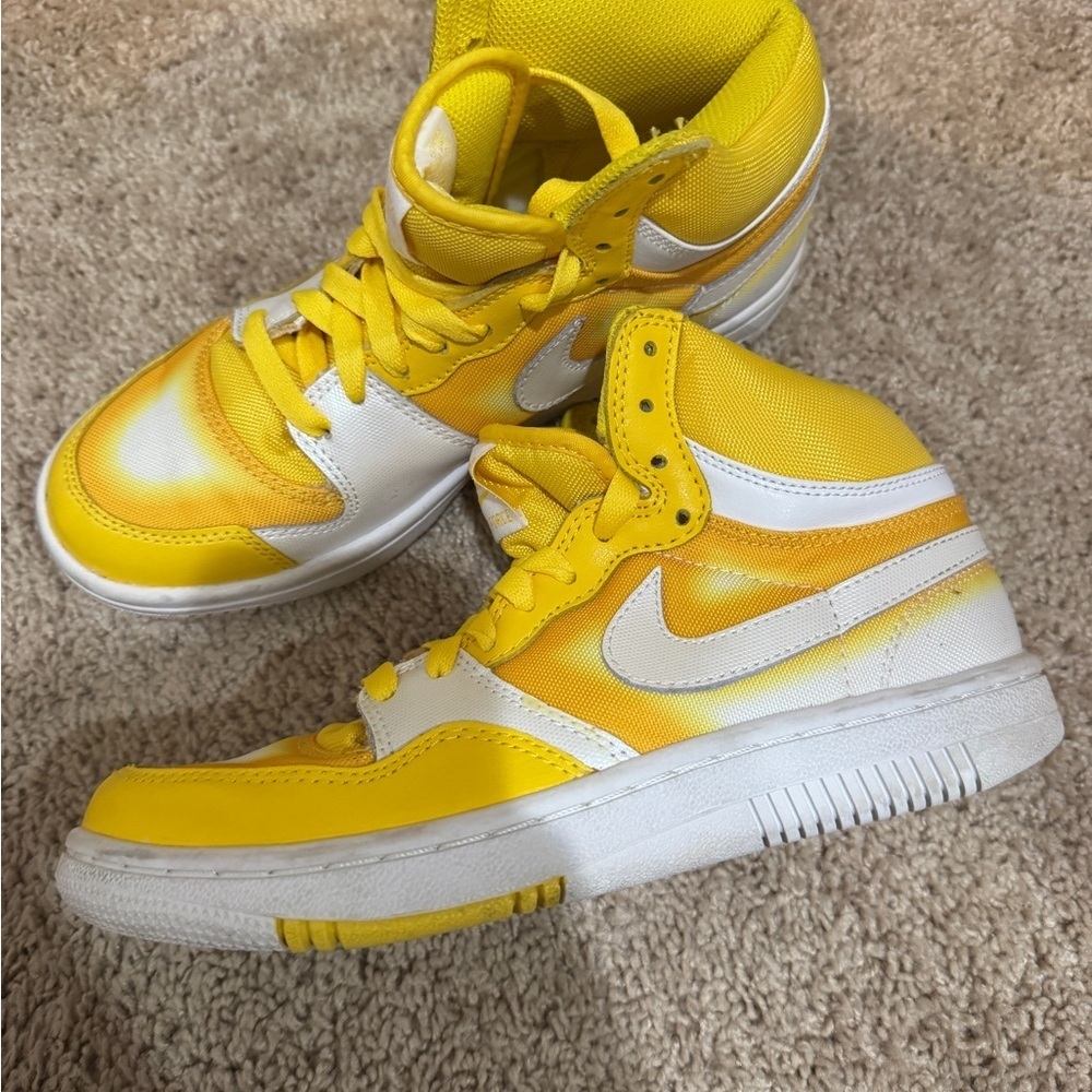 Nike Women’s Yellow and White Sneakers Spray Paint| Court Force| - Picture 5 of 5